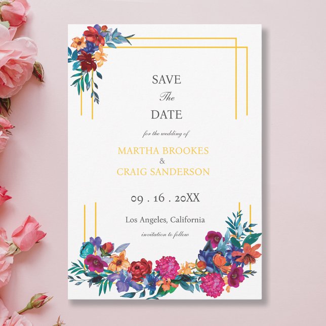 Invitation Aquarelle mexicaine Fiesta Flower Mariage Enregist (Créateur téléchargé)