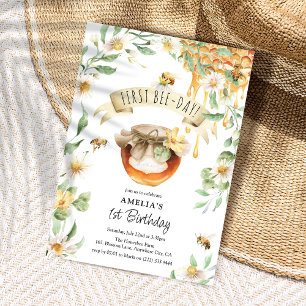 Invitation Aquarelle Miel Première Jour d'Abeille 1er Anniver