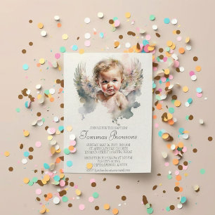 Invitation Aquarelle mignonne Angel Baby Baptême