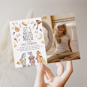 Invitation Aquarelle mignonne Animaux africains Photo d'anniv