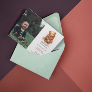 Invitation Aquarelle mignonne Bear 1er anniversaire