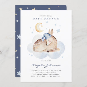 Invitation Aquarelle mignonne Bébé dormant Cerf Bébé Brunch