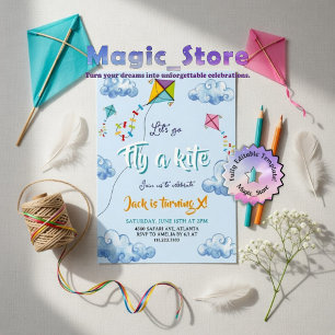 Invitation Aquarelle mignonne Cerfs-volants Anniversaire