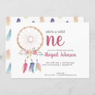 Invitation Aquarelle mignonne Dreamcatcher Premier anniversai