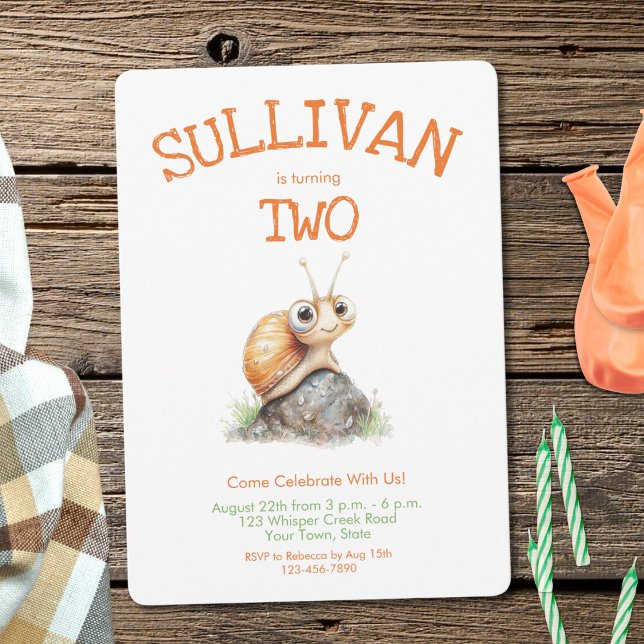 Invitation Aquarelle mignonne Escargot orange N'importe quel  (Créateur téléchargé)