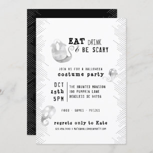 Invitation Aquarelle mignonne Fantôme Manger Boire Soyez Effr