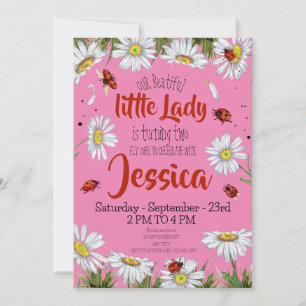 Invitation Aquarelle mignonne fille anniversaire Ladybug