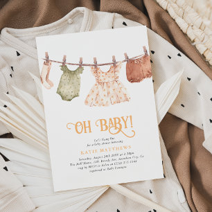 Invitation Aquarelle mignonne Hang Out Girl Oh Baby shower