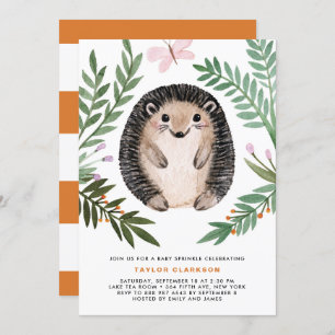 Invitation Aquarelle mignonne Hérisson vert Bébé Parsemer