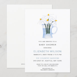 Invitation Aquarelle mignonne marguerite Baby shower neutre g