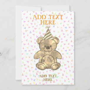 Invitation Aquarelle mignonne Ours en peluche Anniversaire