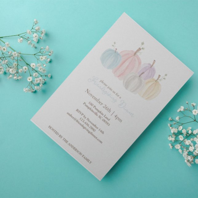 Invitation Aquarelle mignonne Pastel Citrouilles Thanksgiving (Créateur téléchargé)