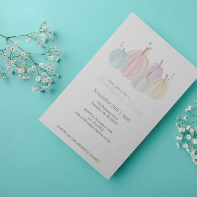 Invitation Aquarelle mignonne Pastel Citrouilles Thanksgiving (Créateur téléchargé)