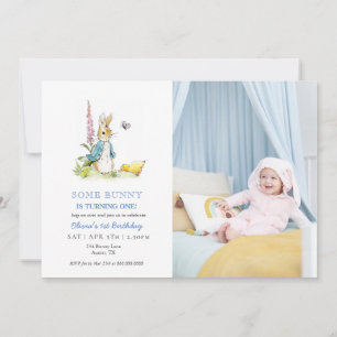 Invitation Aquarelle mignonne Peter Rabbit 1er anniversaire