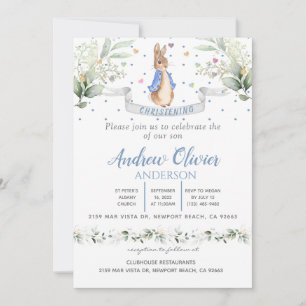 Invitation Aquarelle mignonne Peter Rabbit Garçon    Christen