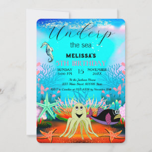 Invitation Aquarelle mignonne pour enfants sous la mer Annive