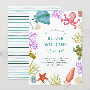 Invitation Aquarelle mignonne sous l'Anniversaire de enfant d