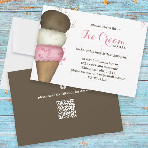 Invitation Aquarelle mignonne Whimsical Glace Cream Social QR