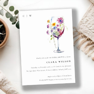 Invitation Aquarelle minimale Fête des mariées en verre de vi