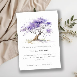 Invitation Aquarelle minimale Lilac Jacaranda Arbre Anniversa