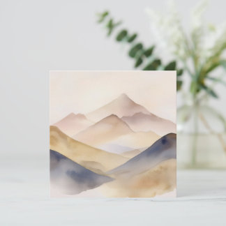 Invitation Aquarelle minimaliste Abstraite montagnes beige