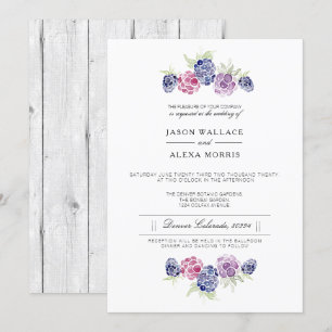 Invitation Aquarelle minimaliste Blackberry   Mariage élégant