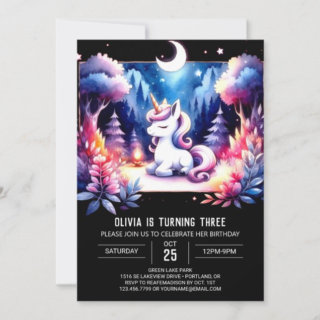 Invitation Aquarelle minimaliste Horse Anniversaire (Devant)