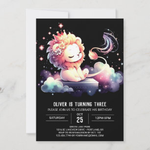 Invitation Aquarelle minimaliste Lion Anniversaire