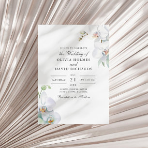 Invitation Aquarelle minimaliste Mariage d'orchidée blanche