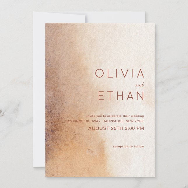 Invitation Aquarelle minimaliste Mariage rustique  (Devant)