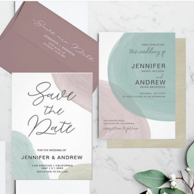 Invitation Aquarelle minimaliste moderne | Enregistrer La Dat (Créateur téléchargé)