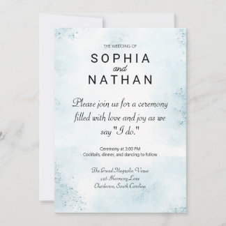 Invitation Aquarelle minimaliste moderne Mariage bleu clair