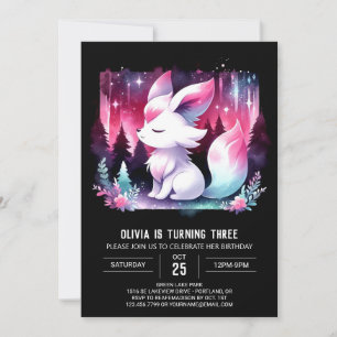 Invitation Aquarelle minimaliste Wolf Anniversaire