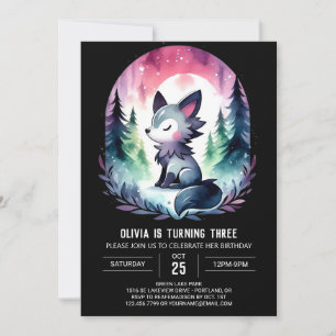 Invitation Aquarelle minimaliste Wolf Anniversaire