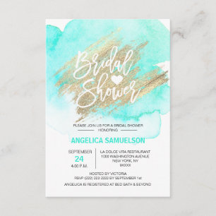 Invitation Aquarelle Mint vert or Fête des mariées