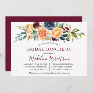 Invitation Aquarelle Mixte Floral Bridal Lunch Bourgogne