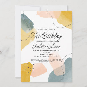 Invitation Aquarelle moderne 21ème anniversaire fête