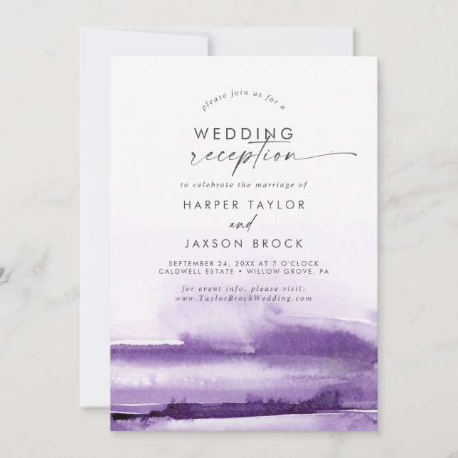 Invitation Aquarelle moderne | Accueil Mariage Violet (Devant)