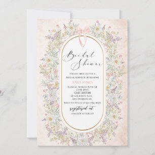 Invitation Aquarelle moderne Arc rose fleurs rétro Brides Sh