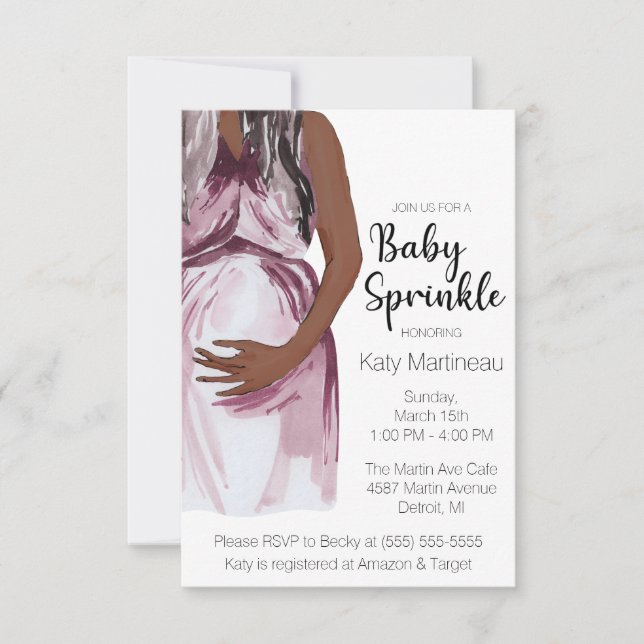 Invitation Aquarelle moderne attenante Mère Bébé arroser (Devant)