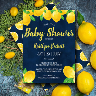 Invitation Aquarelle moderne Baby shower citronnier