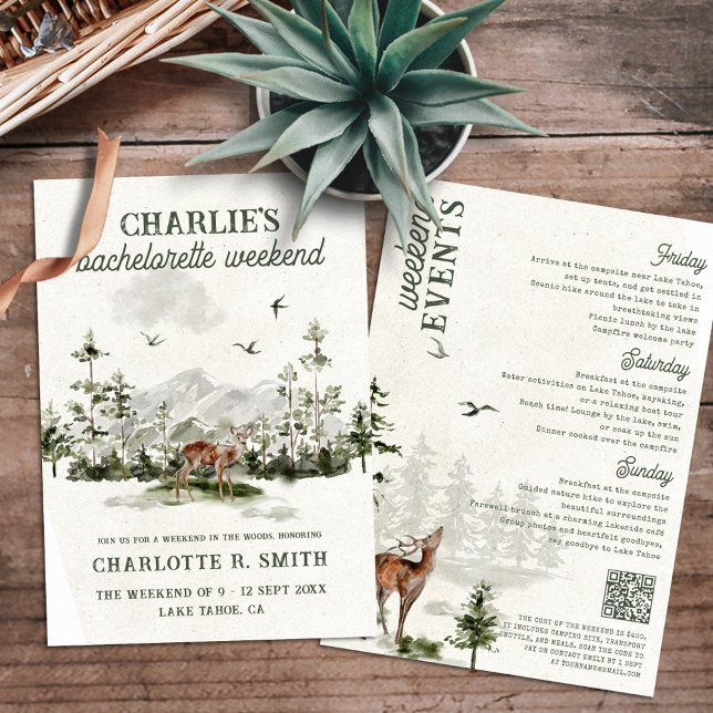 Invitation Aquarelle moderne Bachelorette Week-end Camping (Créateur téléchargé)