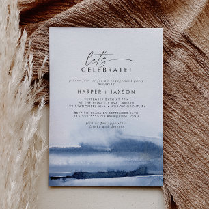 Invitation Aquarelle moderne   Bleu Fêtons