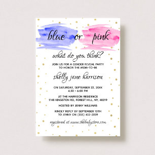 Invitation Aquarelle Moderne Bleue Ou Rose Fête De Révélation