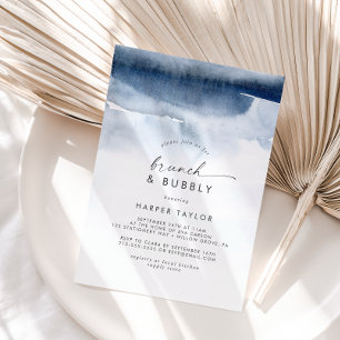 Invitation Aquarelle moderne   Blue Brunch & Bubbly Bridal