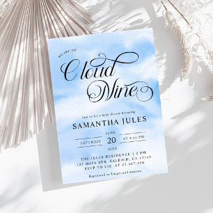 Invitation Aquarelle moderne Blue Cloud Neuf Baby shower