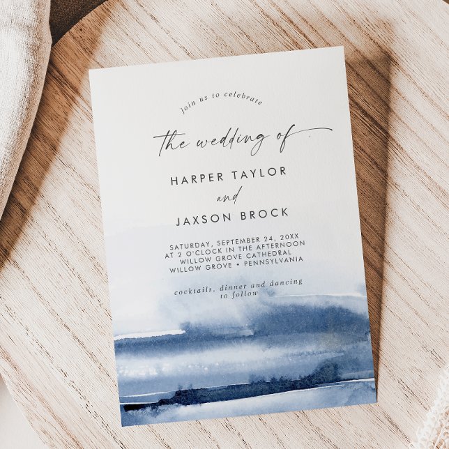 Invitation Aquarelle moderne | Blue Le Mariage De L'Invitatio (Créateur téléchargé)