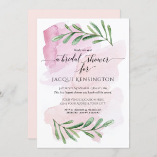 Invitation Aquarelle moderne Blush Pink Eucalyptus Folio