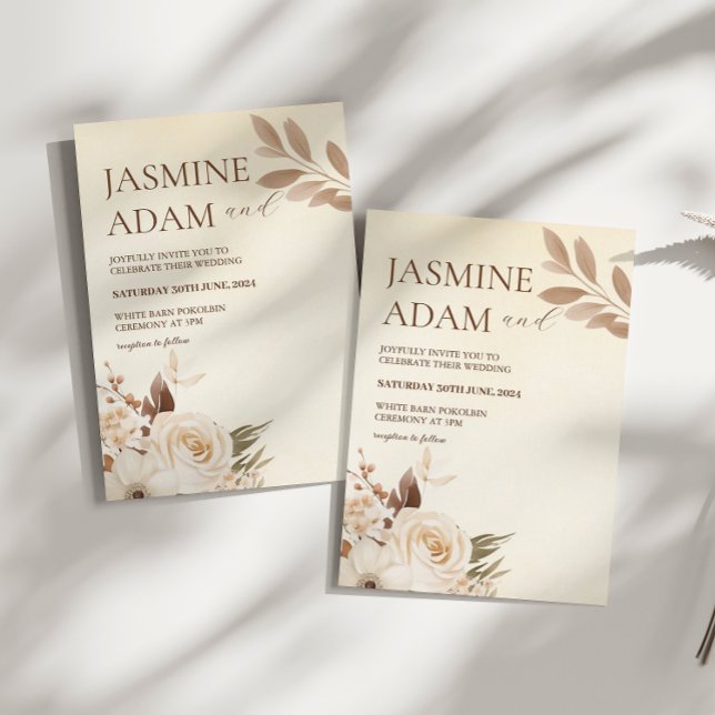 Invitation Aquarelle moderne Boho Floral Mariage d'automne (Créateur téléchargé)