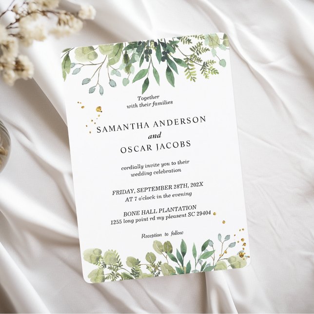 Invitation Aquarelle moderne Branche des Feuilles verts (Créateur téléchargé)